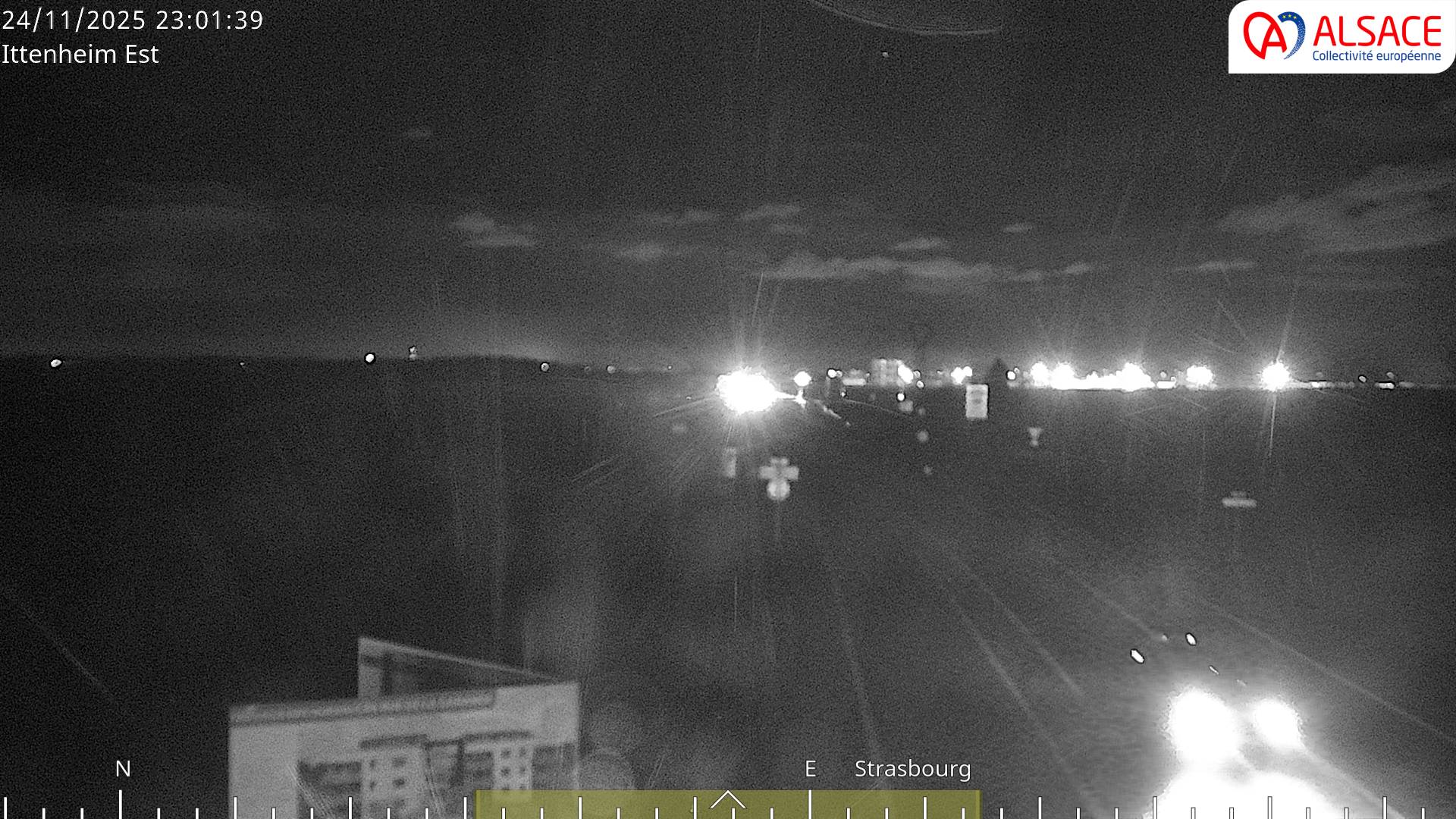 <h2>Caméra de circulation sur la N4 (à la fin de la D1004) à la sortie d'Ittenheim, à proximité de l'accès à l'A355 et de la métropole de Strasbourg</h2>