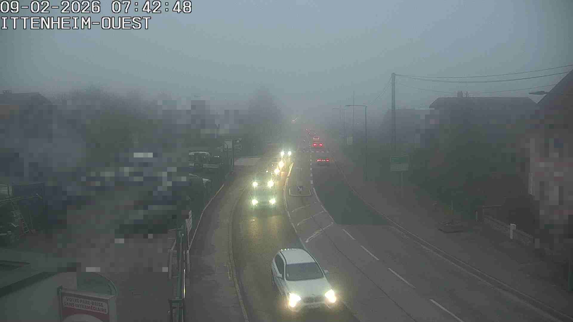 Webcam routière à la fin de la D1004 à la sortie d'Ittenheim en venant de Strasbourg, en provenance du Contournement Ouest de Strasbourg (A355) et de la Nationale 4