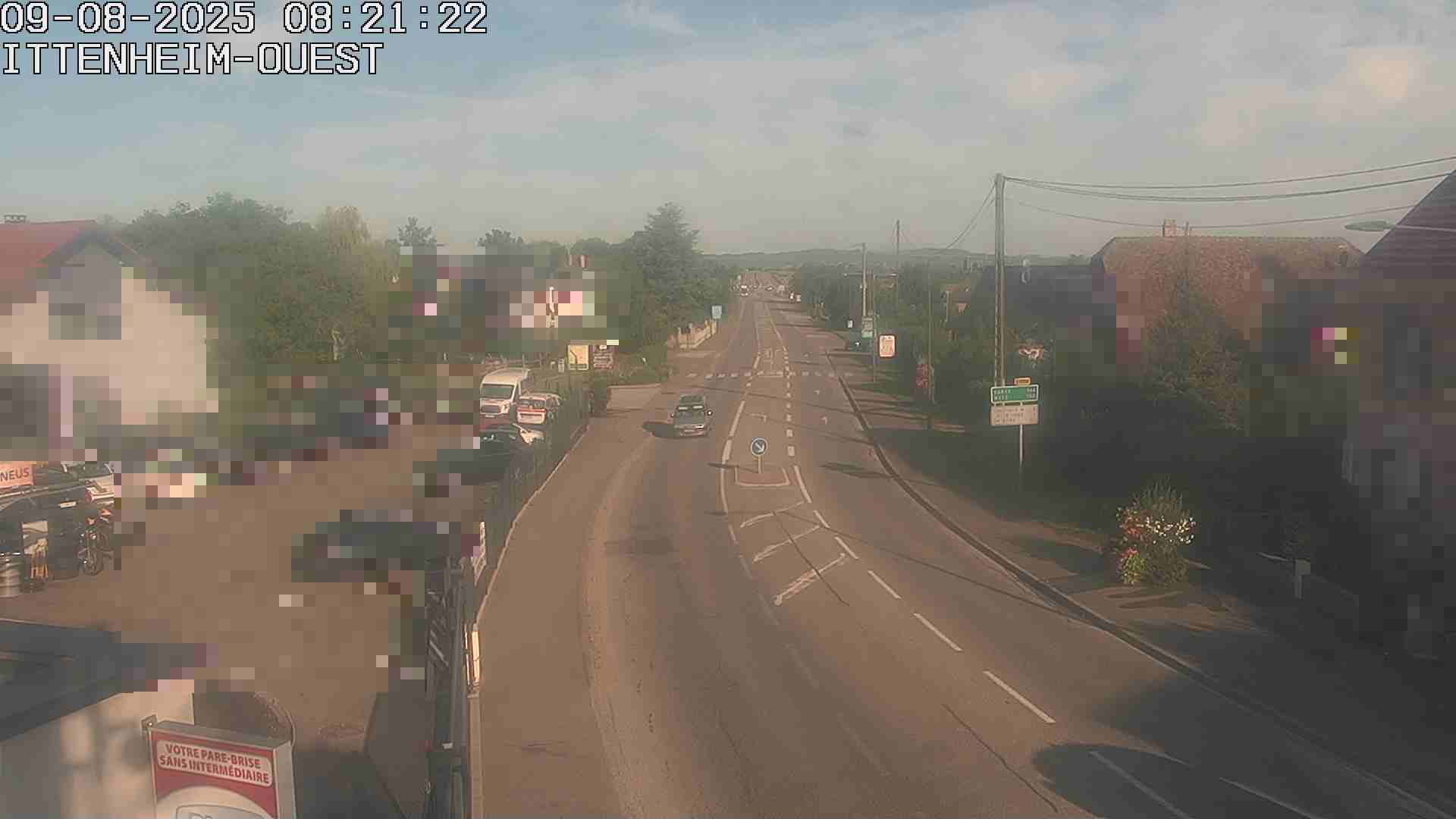 Webcam routière à la fin de la D1004 à la sortie d'Ittenheim en venant de Strasbourg, en provenance du Contournement Ouest de Strasbourg (A355) et de la Nationale 4