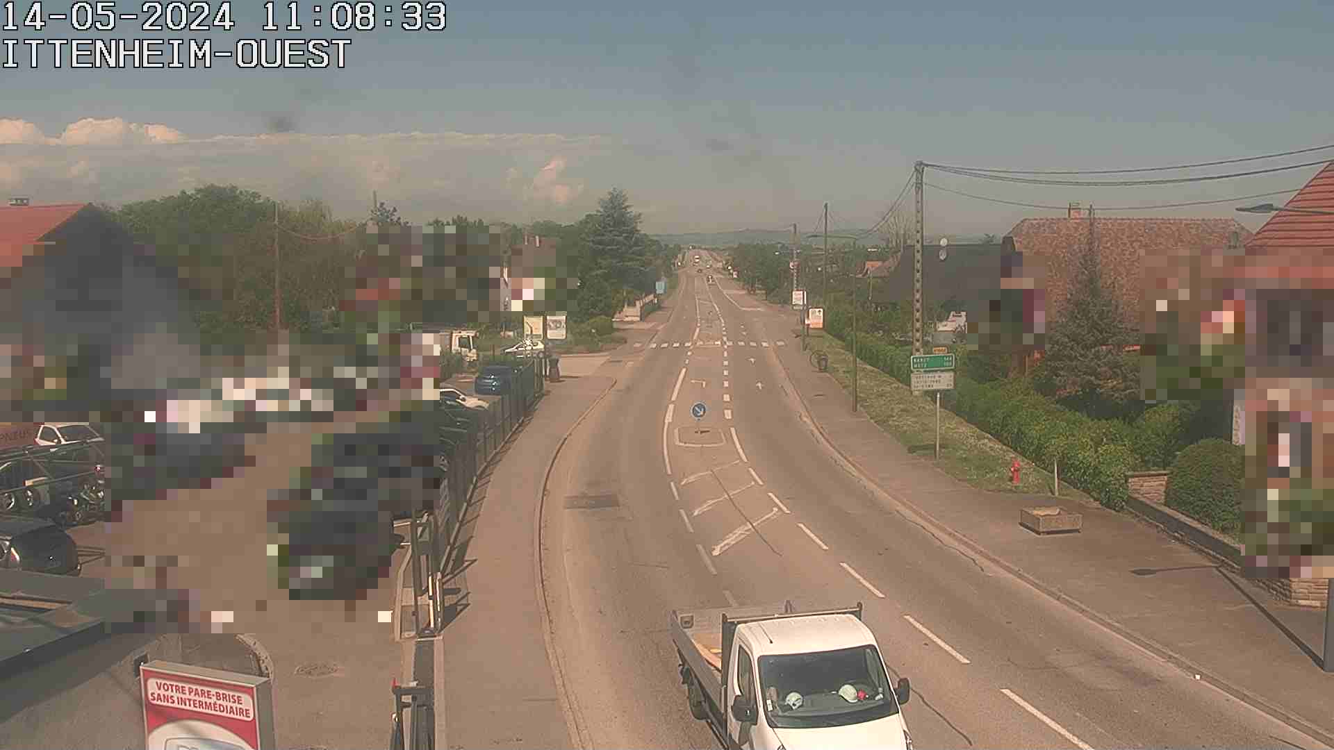 Webcam routière à la fin de la D1004 à la sortie d'Ittenheim en venant de Strasbourg, en provenance du Contournement Ouest de Strasbourg (A355) et de la Nationale 4