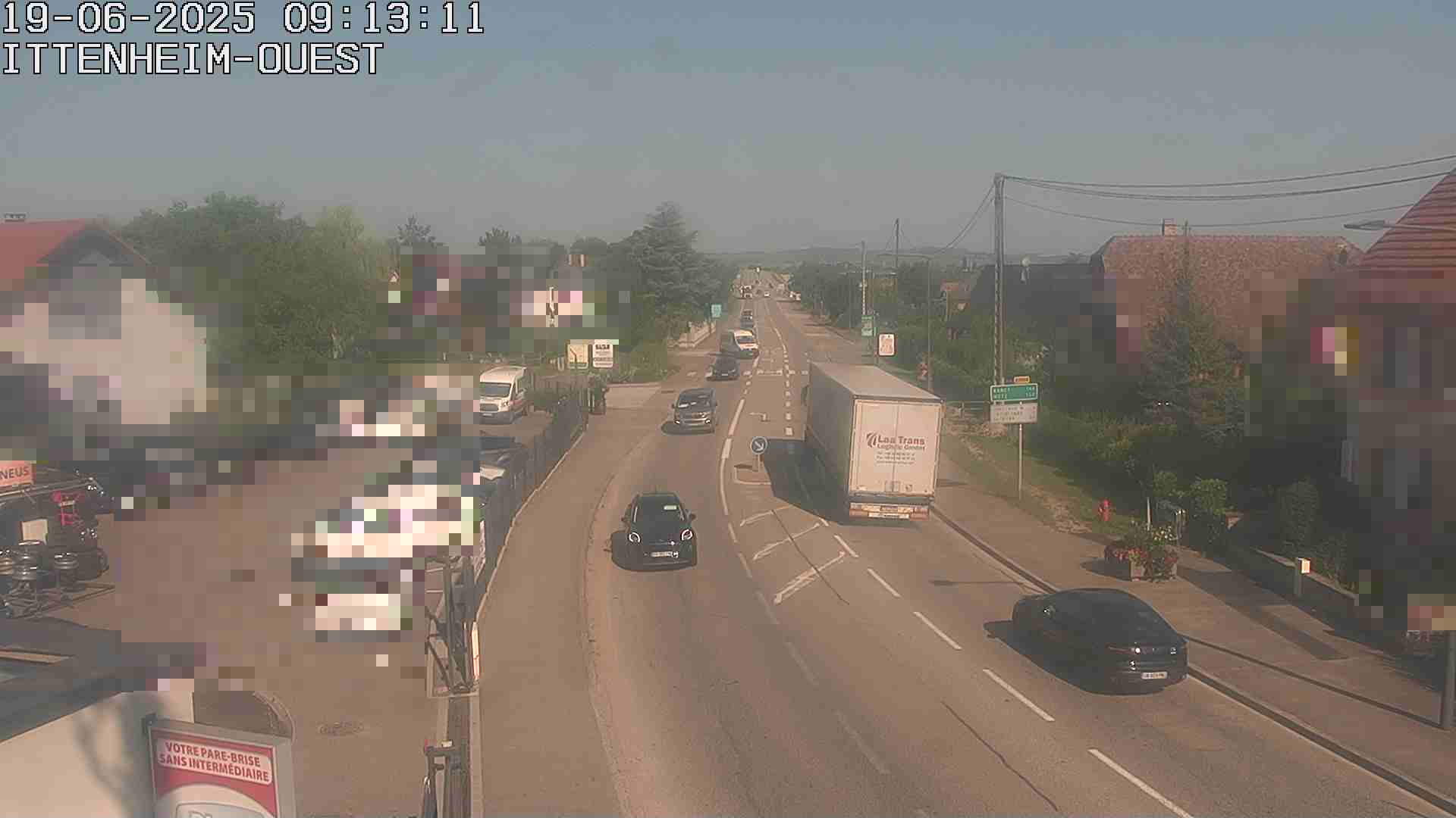 Webcam routière à la fin de la D1004 à la sortie d'Ittenheim en venant de Strasbourg, en provenance du Contournement Ouest de Strasbourg (A355) et de la Nationale 4