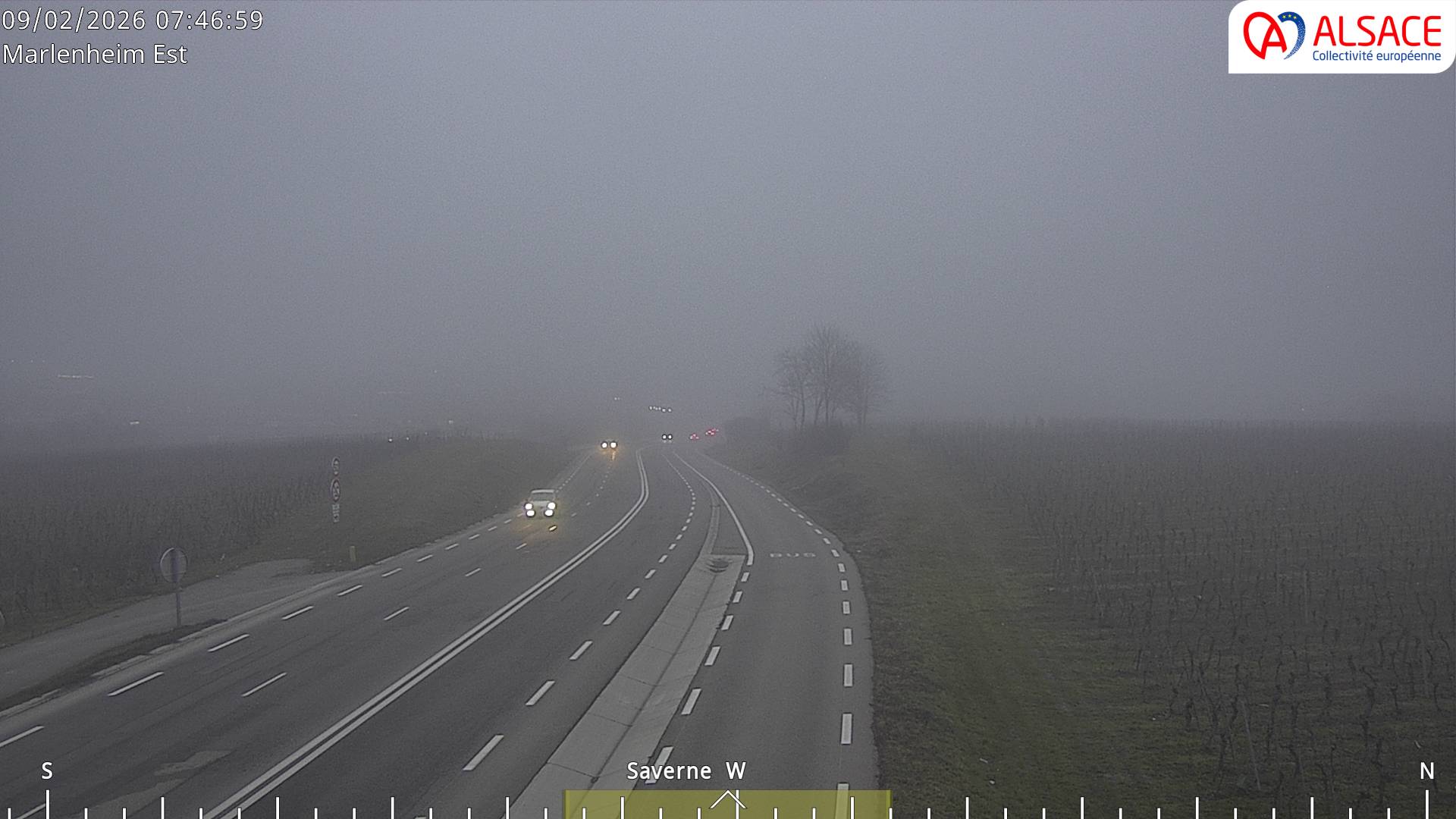 Webcam sur la D1004 à l'entrée de Marlenheim en venant de Strasbourg. Vue orientée vers l'est
