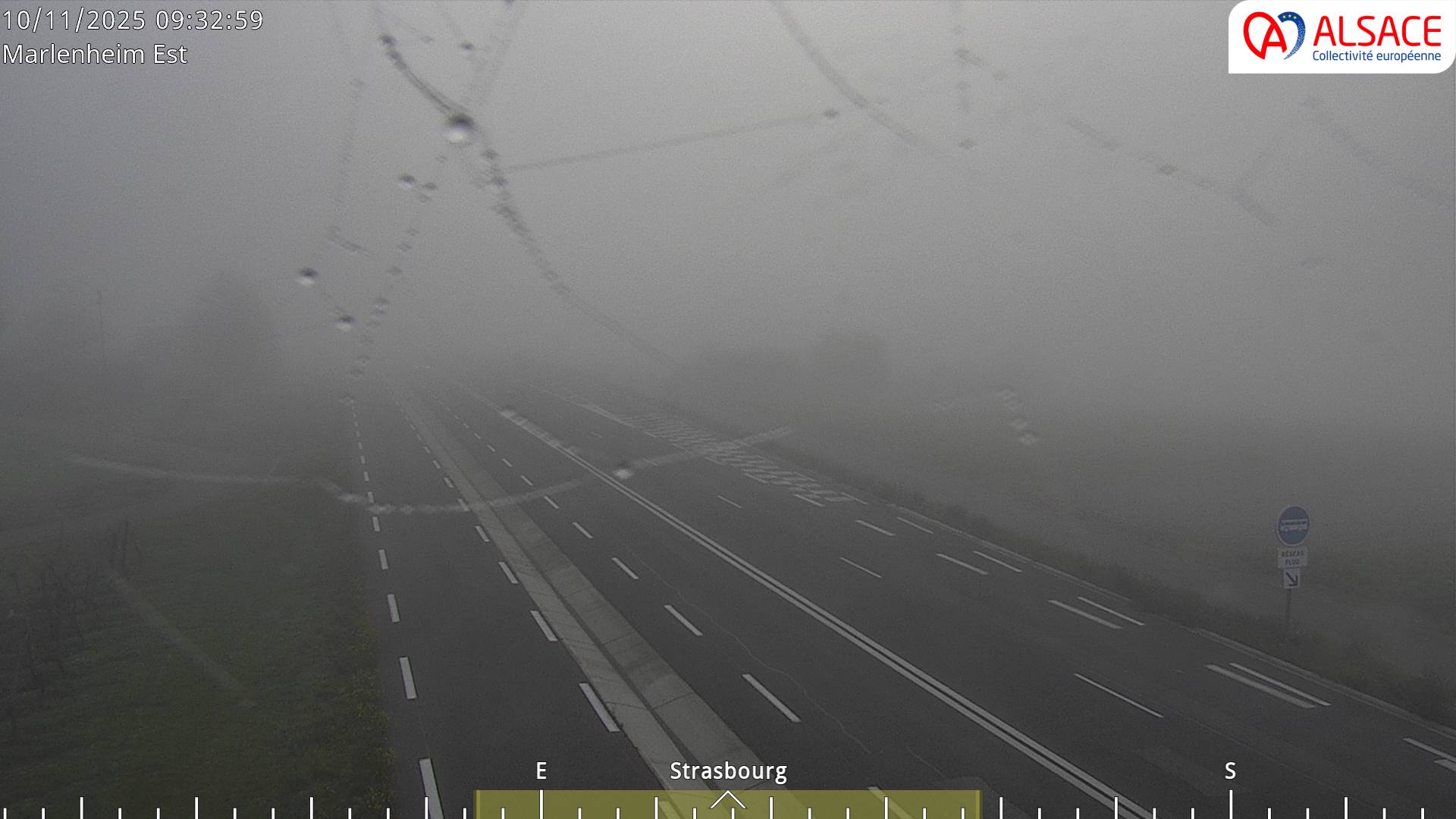 Webcam sur la D1004 à l'entrée de Marlenheim en venant de Strasbourg. Vue orientée vers l'est