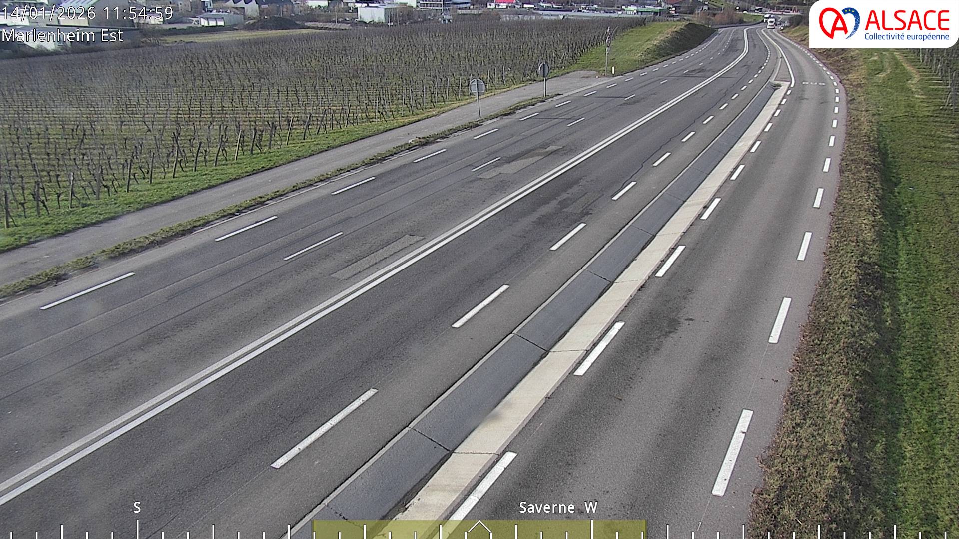 <h2>Webcam sur la D1004 à l'entrée de Marlenheim en venant de Strasbourg. Vue orientée vers l'est</h2>