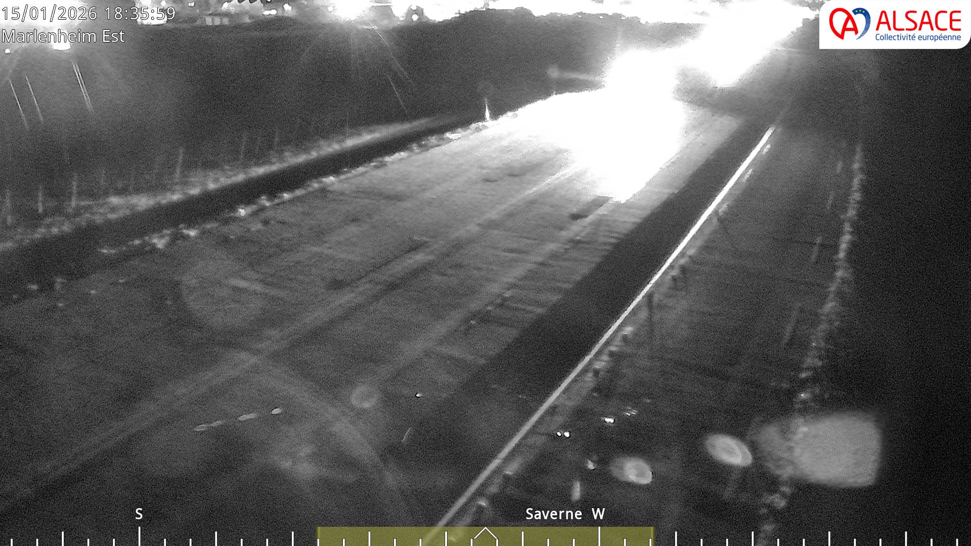 Webcam sur la D1004 à l'entrée de Marlenheim en venant de Strasbourg. Vue orientée vers l'est