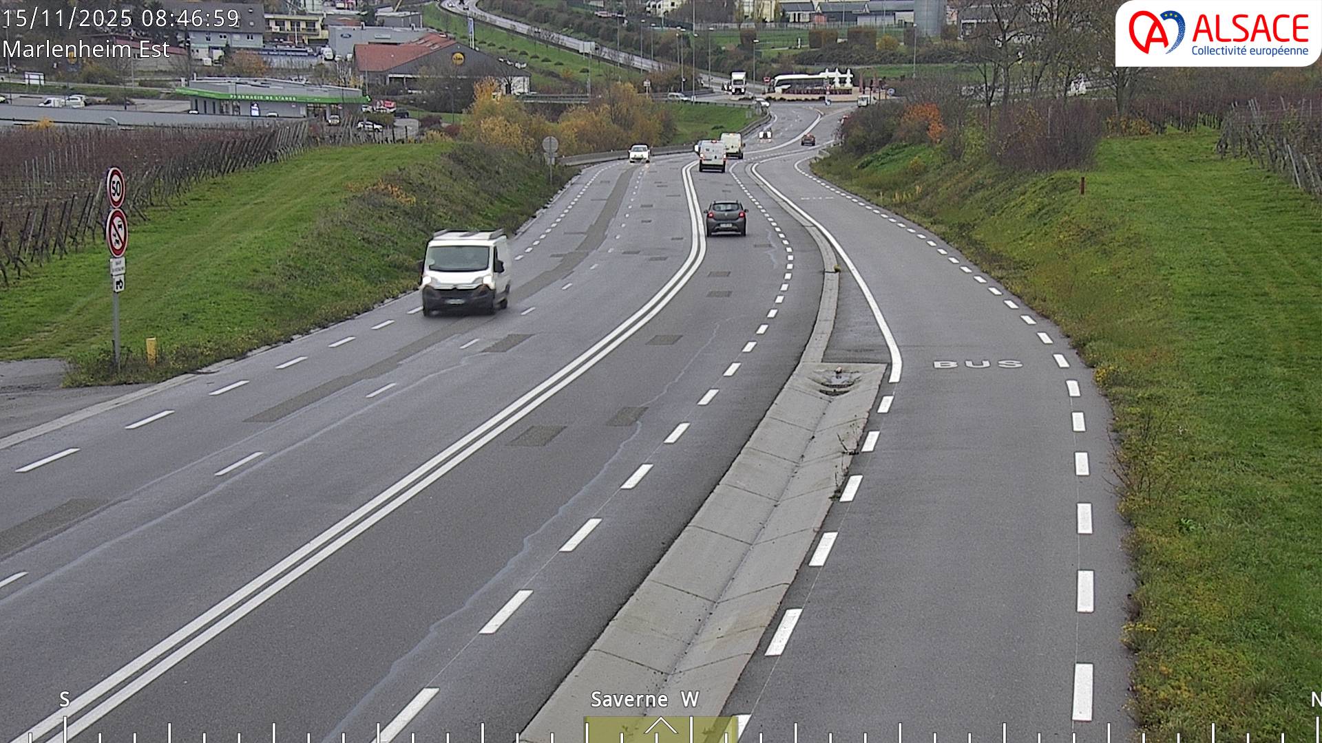 <h2>Webcam sur la D1004 à l'entrée de Marlenheim en venant de Strasbourg. Vue orientée vers l'est</h2>