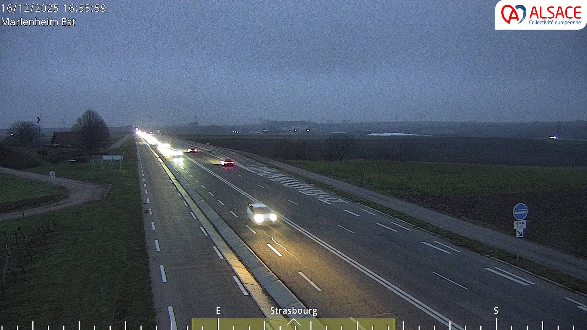 <h2>Webcam sur la D1004 à l'entrée de Marlenheim en venant de Strasbourg. Vue orientée vers l'est</h2>