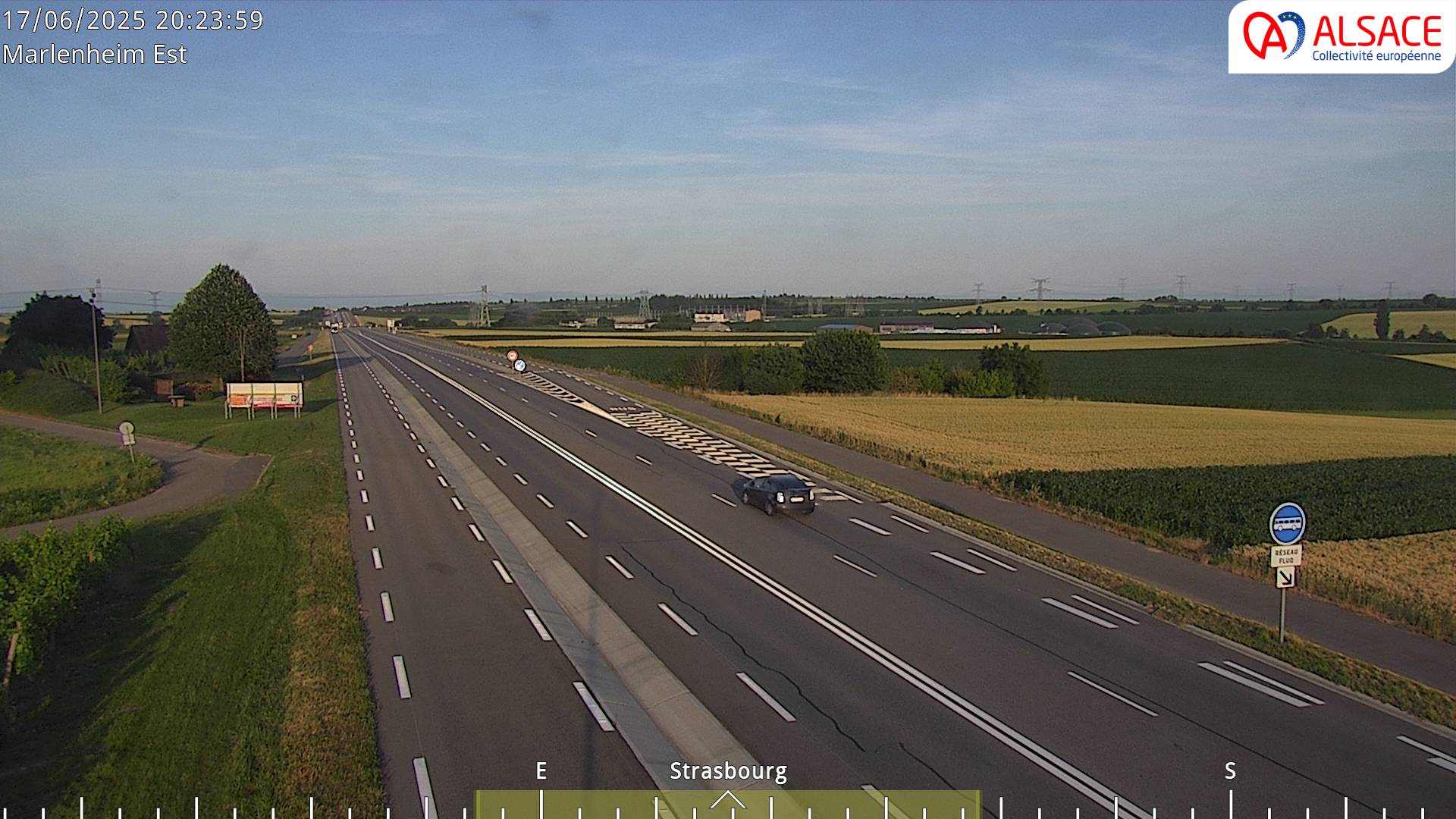 Webcam sur la D1004 à l'entrée de Marlenheim en venant de Strasbourg. Vue orientée vers l'est