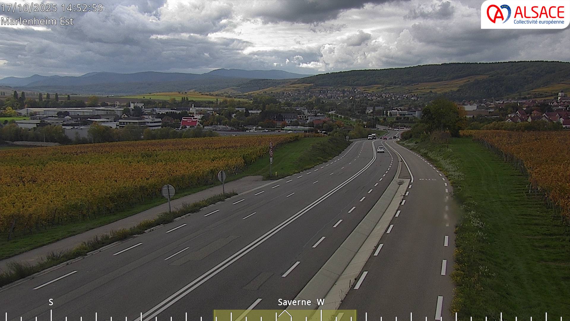 <h2>Webcam sur la D1004 à l'entrée de Marlenheim en venant de Strasbourg. Vue orientée vers l'est</h2>