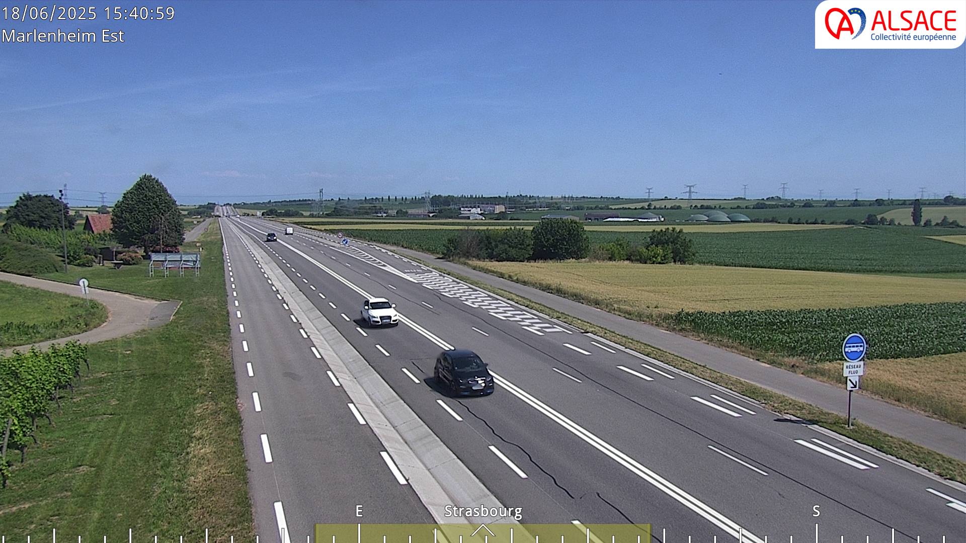 <h2>Webcam sur la D1004 à l'entrée de Marlenheim en venant de Strasbourg. Vue orientée vers l'est</h2>
