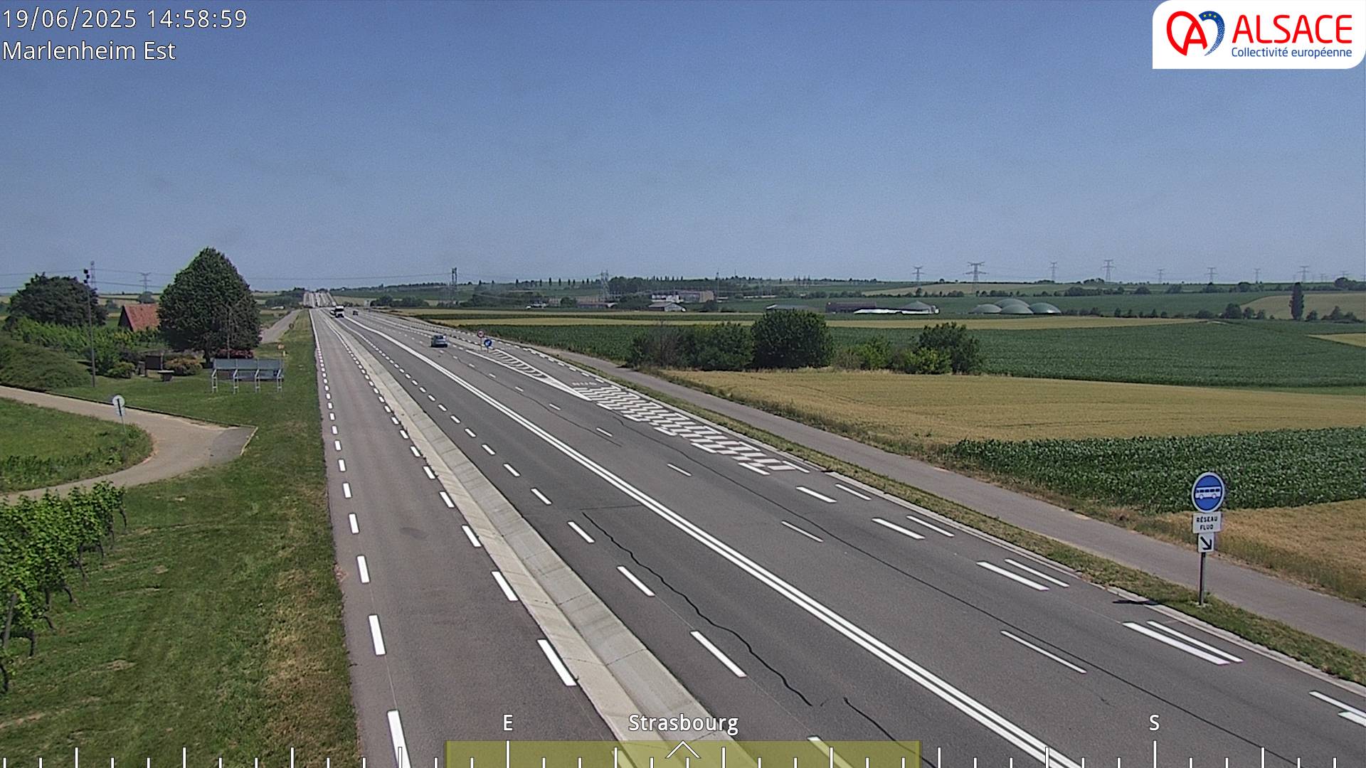 <h2>Webcam sur la D1004 à l'entrée de Marlenheim en venant de Strasbourg. Vue orientée vers l'est</h2>
