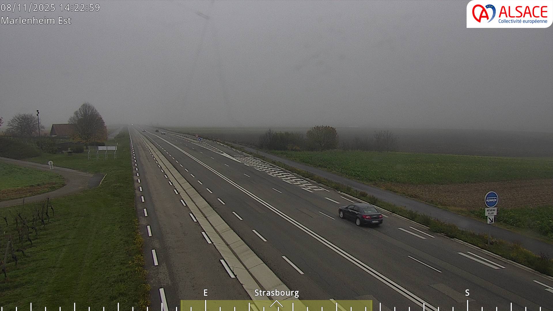 <h2>Webcam sur la D1004 à l'entrée de Marlenheim en venant de Strasbourg. Vue orientée vers l'est</h2>