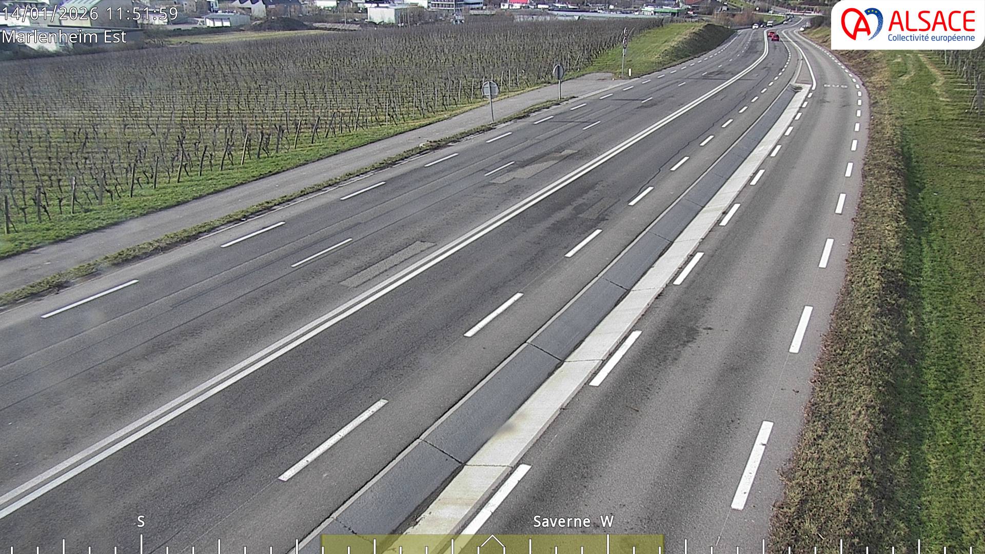 <h2>Webcam sur la D1004 à l'entrée de Marlenheim en venant de Strasbourg. Vue orientée vers l'est</h2>