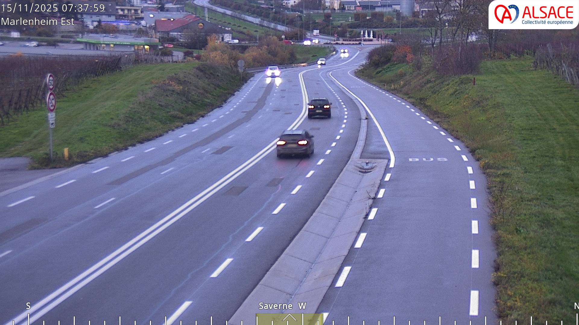 <h2>Webcam sur la D1004 à l'entrée de Marlenheim en venant de Strasbourg. Vue orientée vers l'est</h2>