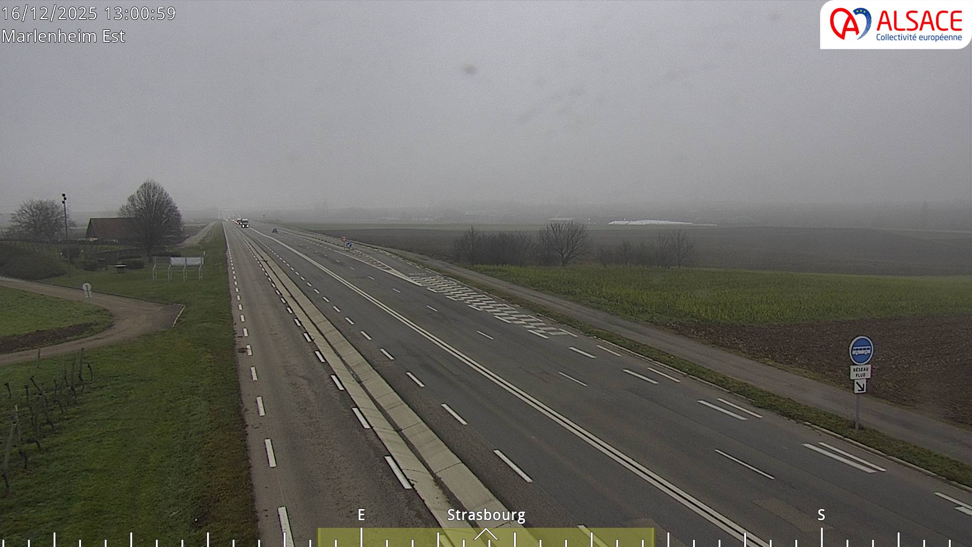 <h2>Webcam sur la D1004 à l'entrée de Marlenheim en venant de Strasbourg. Vue orientée vers l'est</h2>