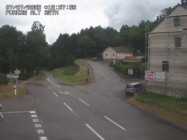 Webcam routière au niveau du col de Puberg à la jonction entre la D919 et la D935 à Rosteig, en Alsace, à 327 mètres d'altitude