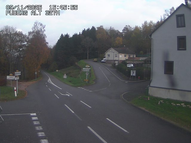 Webcam routière au niveau du col de Puberg à la jonction entre la D919 et la D935 à Rosteig, en Alsace, à 327 mètres d'altitude
