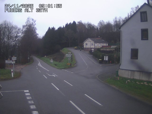 Webcam routière au niveau du col de Puberg à la jonction entre la D919 et la D935 à Rosteig, en Alsace, à 327 mètres d'altitude