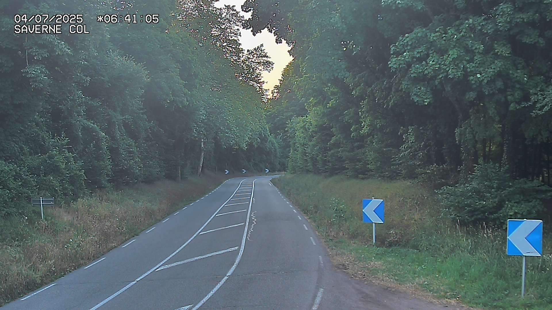 Webcam sur le col de Saverne sur la D1004. Vue orientée vers Saverne dans le massif des Vosges