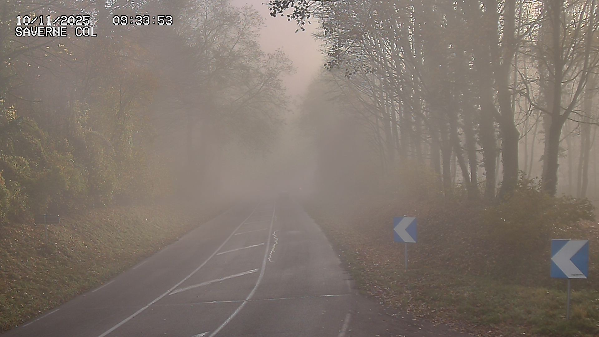 Webcam sur le col de Saverne sur la D1004. Vue orientée vers Saverne dans le massif des Vosges
