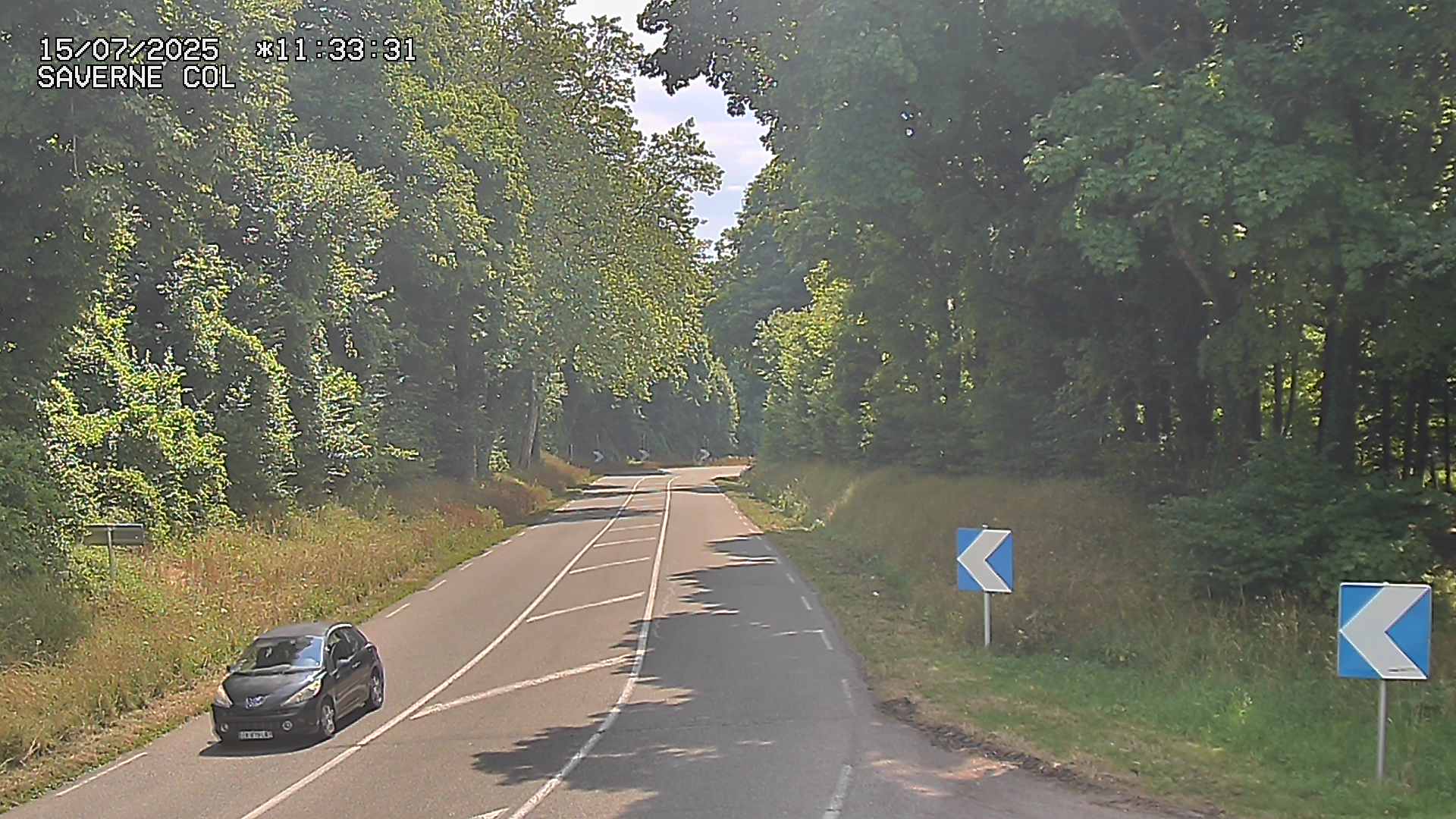Webcam sur le col de Saverne sur la D1004. Vue orientée vers Saverne dans le massif des Vosges