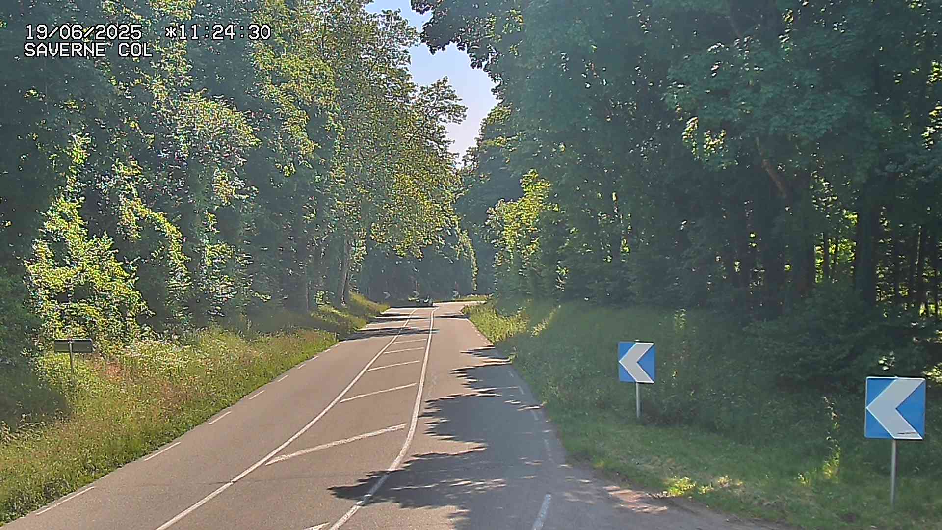 Webcam sur le col de Saverne sur la D1004. Vue orientée vers Saverne dans le massif des Vosges