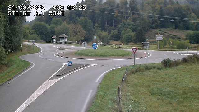 Webcam du col de Steige à Ranrupt dans les Vosges à la jonction entre la D50, la D424 et la D214