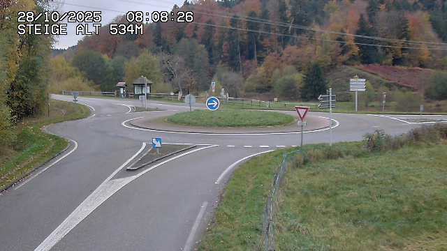Webcam du col de Steige à Ranrupt dans les Vosges à la jonction entre la D50, la D424 et la D214