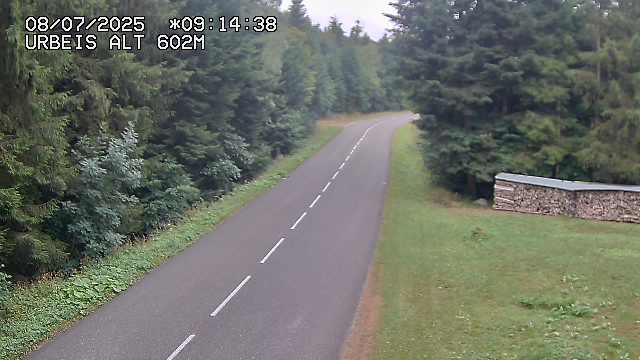 Webcam du col d'Urbeis à proximité de Lubine dans les Vosges à la jonction entre la D39, la D23 et la D214