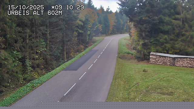 Webcam du col d'Urbeis à proximité de Lubine dans les Vosges à la jonction entre la D39, la D23 et la D214