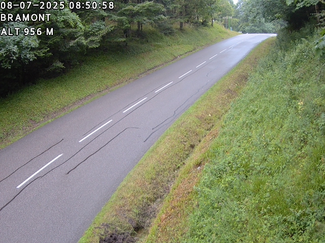 Webcam à La Bresse au niveau du col de Bramont à 970 mètres d'altitude dans les Vosges sur la D13B - D34