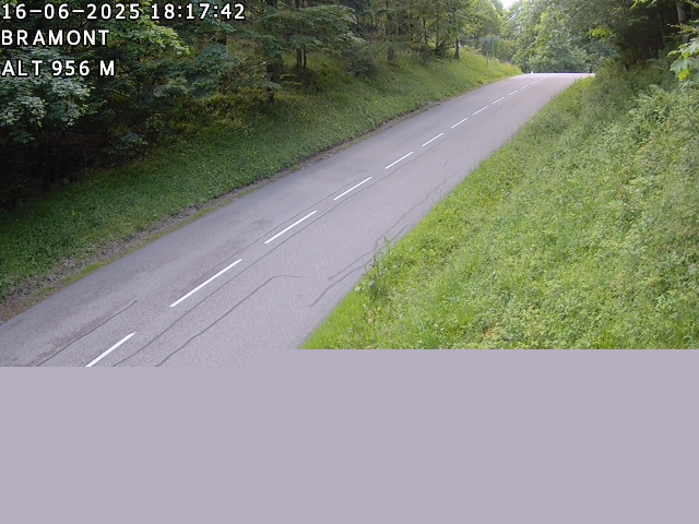 Webcam à La Bresse au niveau du col de Bramont à 970 mètres d'altitude dans les Vosges sur la D13B - D34