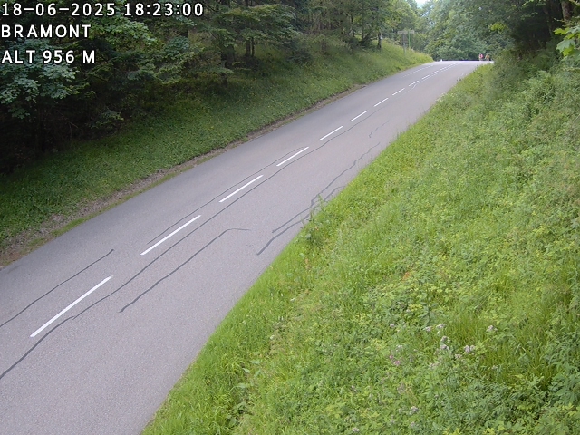 Webcam à La Bresse au niveau du col de Bramont à 970 mètres d'altitude dans les Vosges sur la D13B - D34