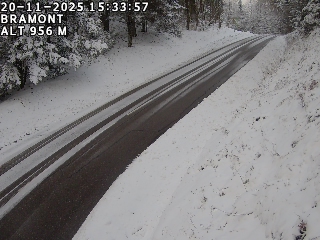 Webcam à La Bresse au niveau du col de Bramont à 970 mètres d'altitude dans les Vosges sur la D13B - D34
