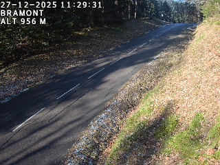 Webcam à La Bresse au niveau du col de Bramont à 970 mètres d'altitude dans les Vosges sur la D13B - D34