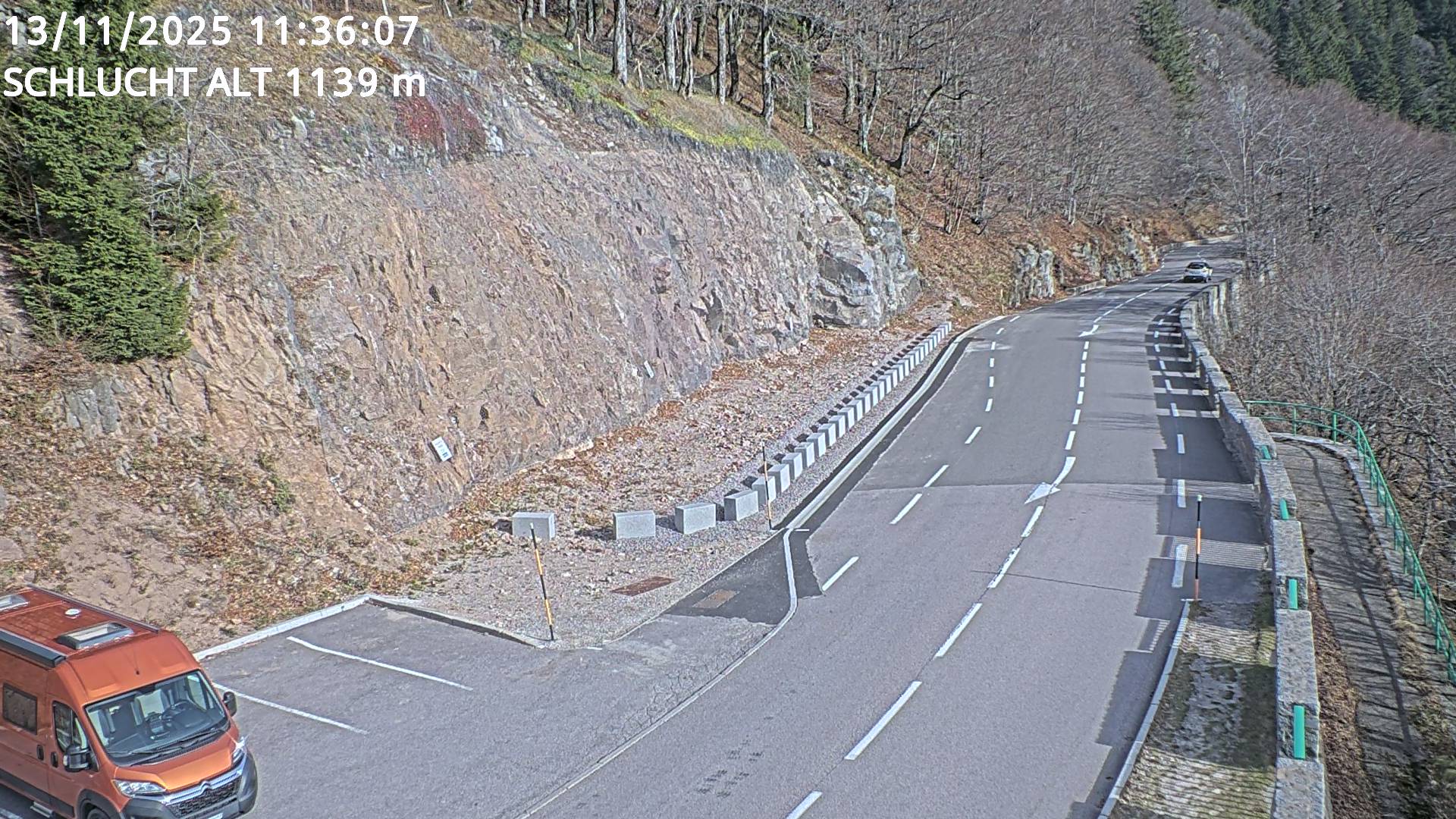 Webcam du col de la Schlucht à 1145 mètres d'altitude dans les Vosges sur la D417 dans le village du Valtin
