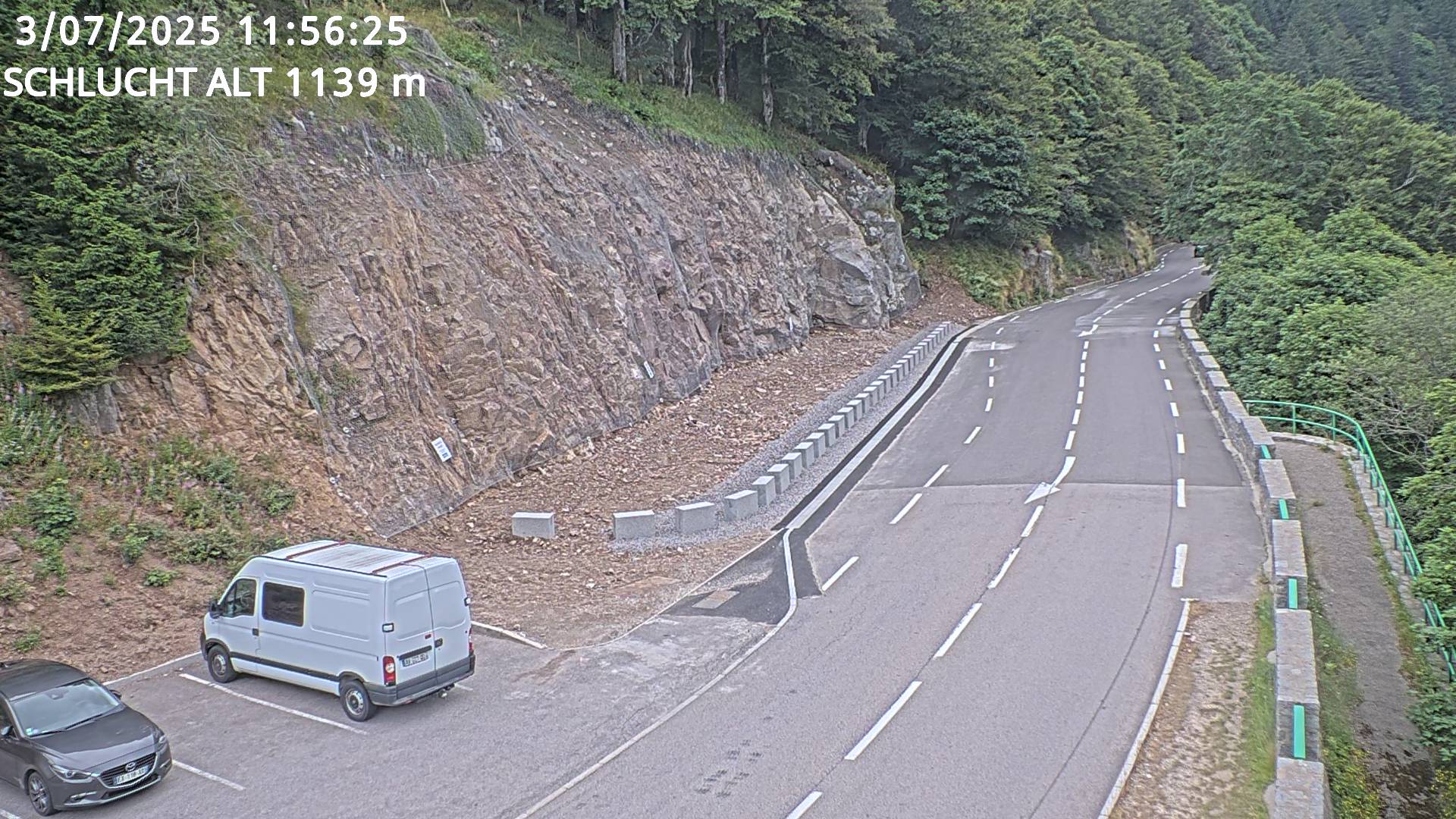 Webcam du col de la Schlucht à 1145 mètres d'altitude dans les Vosges sur la D417 dans le village du Valtin