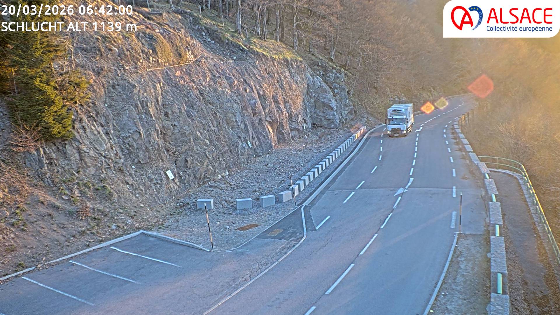 Webcam du col de la Schlucht à 1145 mètres d'altitude dans les Vosges sur la D417 dans le village du Valtin