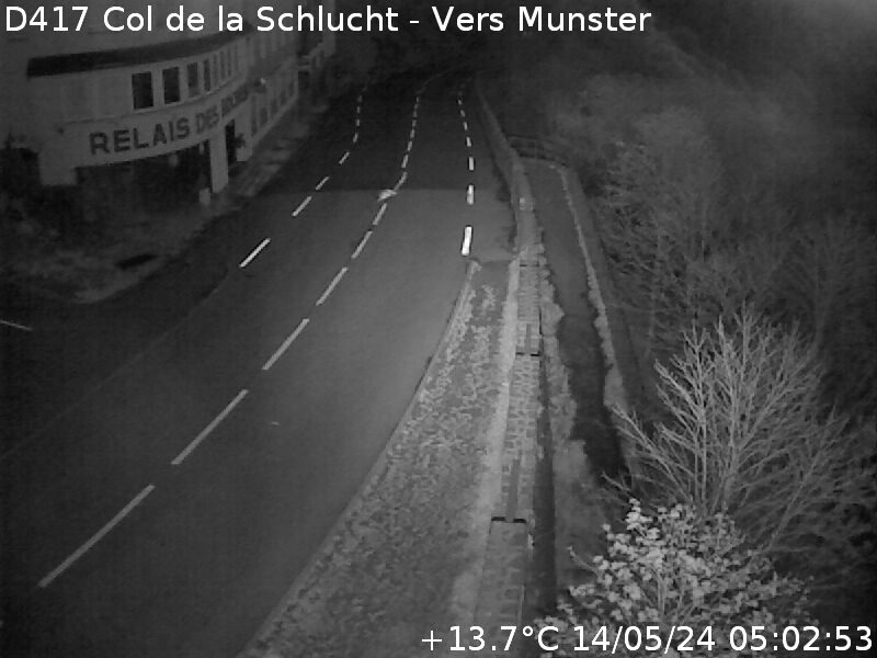 Webcam du col de la Schlucht à 1145 mètres d'altitude dans les Vosges sur la D417 dans le village du Valtin