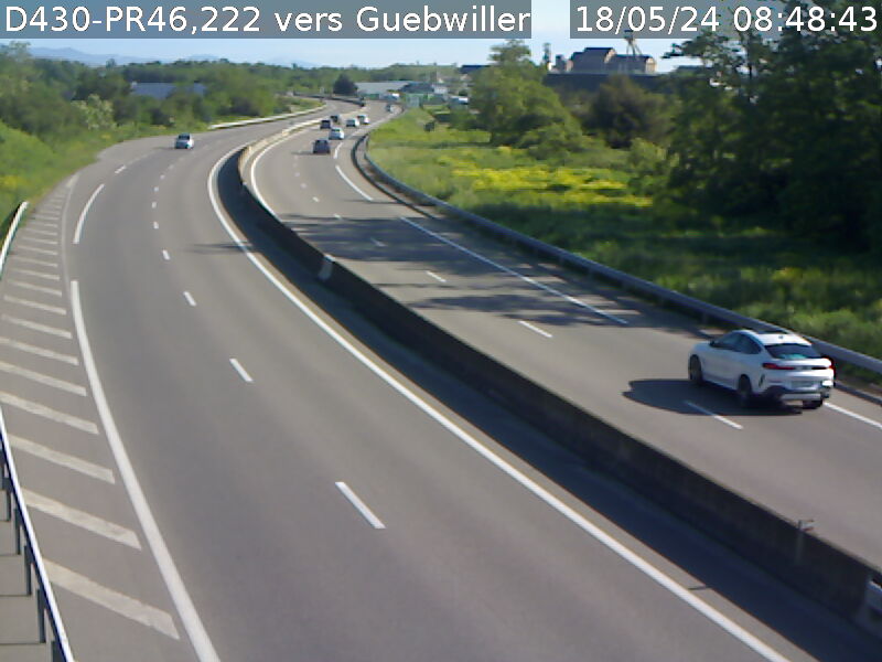 Webcam sur la D430 à hauteur de Staffelfelden au PK 46,2. Vue orientée vers Guebwiller