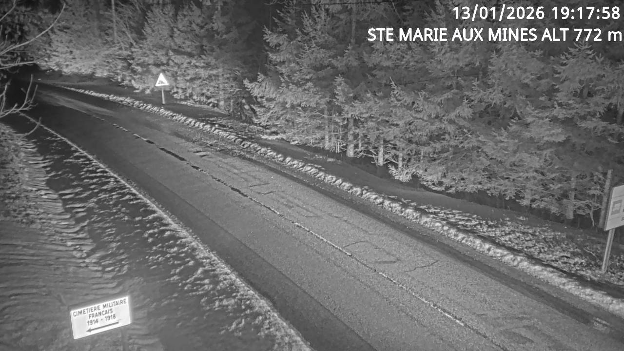 Webcam du col de Saint-Marie dans les Vosges à Saint-Marie-aux-Mines. Vue orientée vers l'Alsace