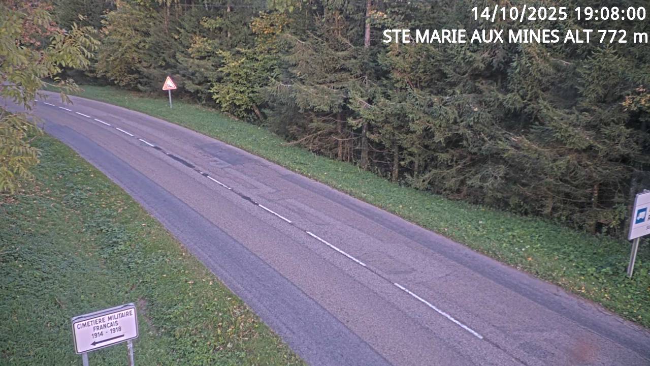 <h2>Webcam du col de Saint-Marie dans les Vosges à Saint-Marie-aux-Mines. Vue orientée vers l'Alsace</h2>