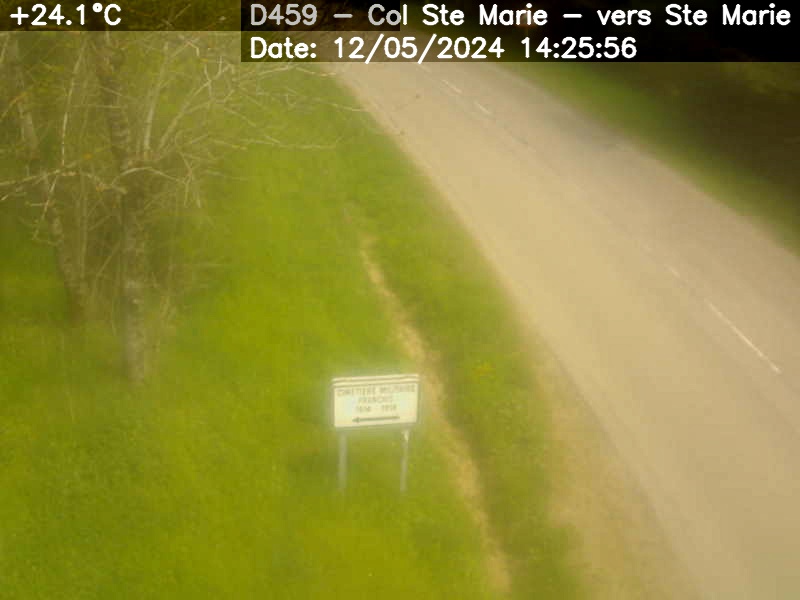 Webcam du col de Saint-Marie dans les Vosges à Saint-Marie-aux-Mines. Vue orientée vers l'Alsace