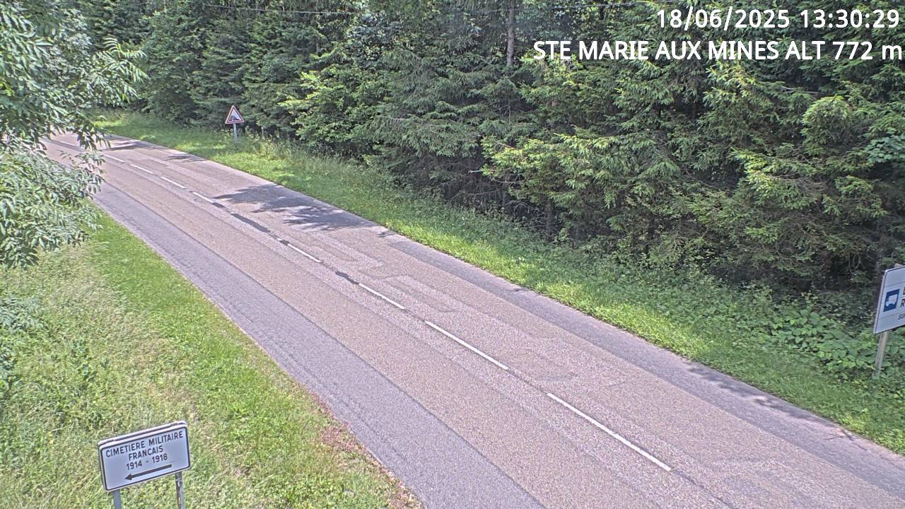 <h2>Webcam du col de Saint-Marie dans les Vosges à Saint-Marie-aux-Mines. Vue orientée vers l'Alsace</h2>