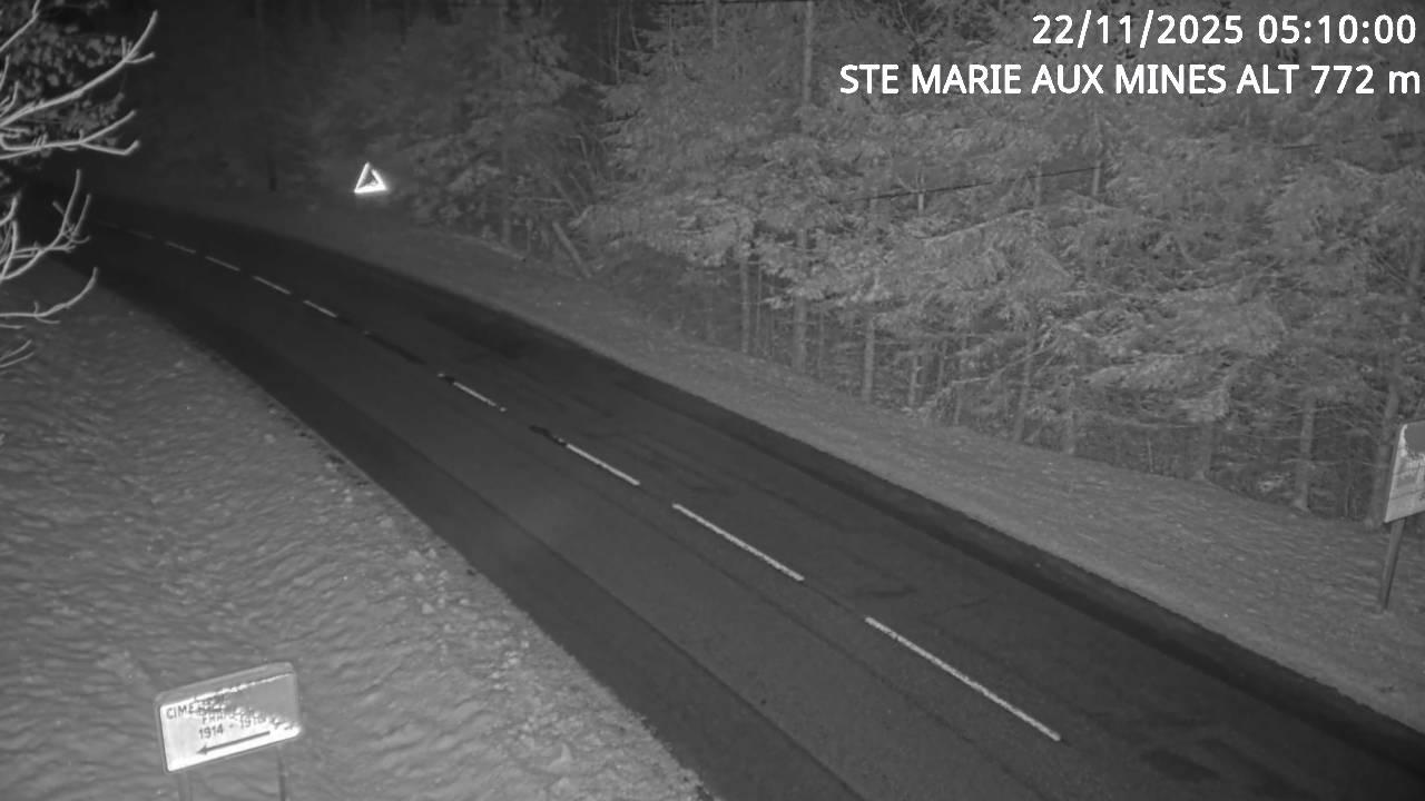 Webcam du col de Saint-Marie dans les Vosges à Saint-Marie-aux-Mines. Vue orientée vers l'Alsace