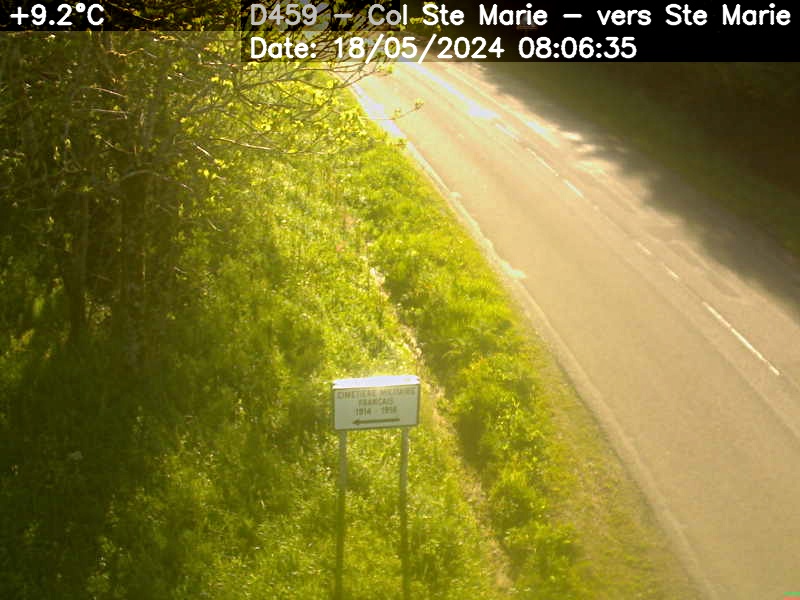 <h2>Webcam du col de Saint-Marie dans les Vosges à Saint-Marie-aux-Mines. Vue orientée vers l'Alsace</h2>