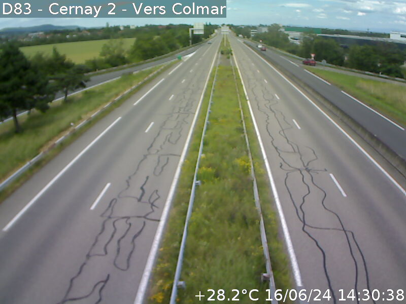 Webcam au niveau de Cerney sur la D83. Vue orientée vers Colmar