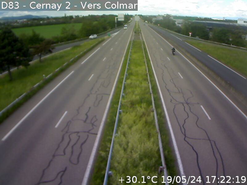 <h2>Webcam au niveau de Cerney sur la D83. Vue orientée vers Colmar</h2>