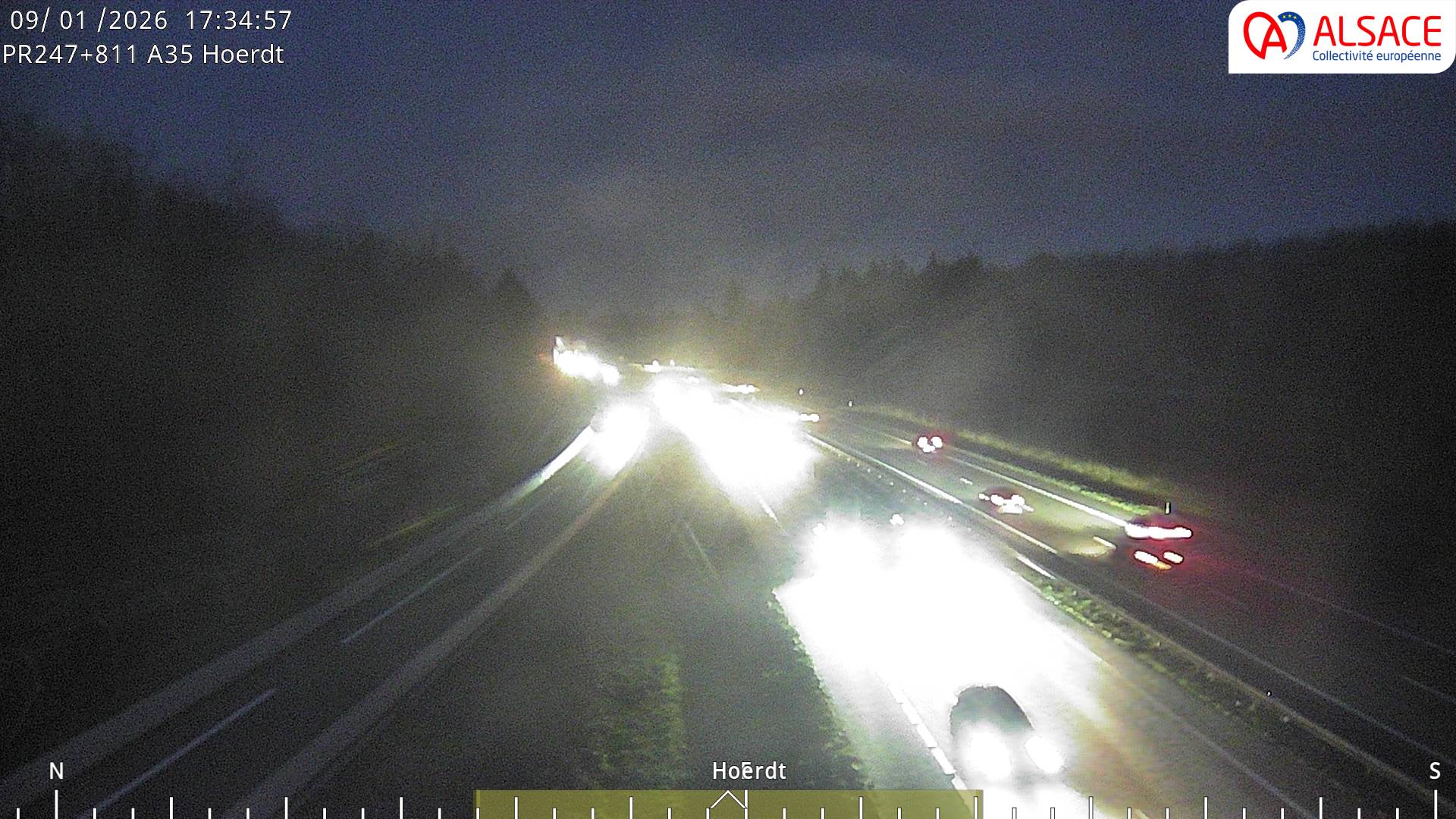 Caméra autoroute France - jonction A35/A4, Hoerdt direction Strasbourg