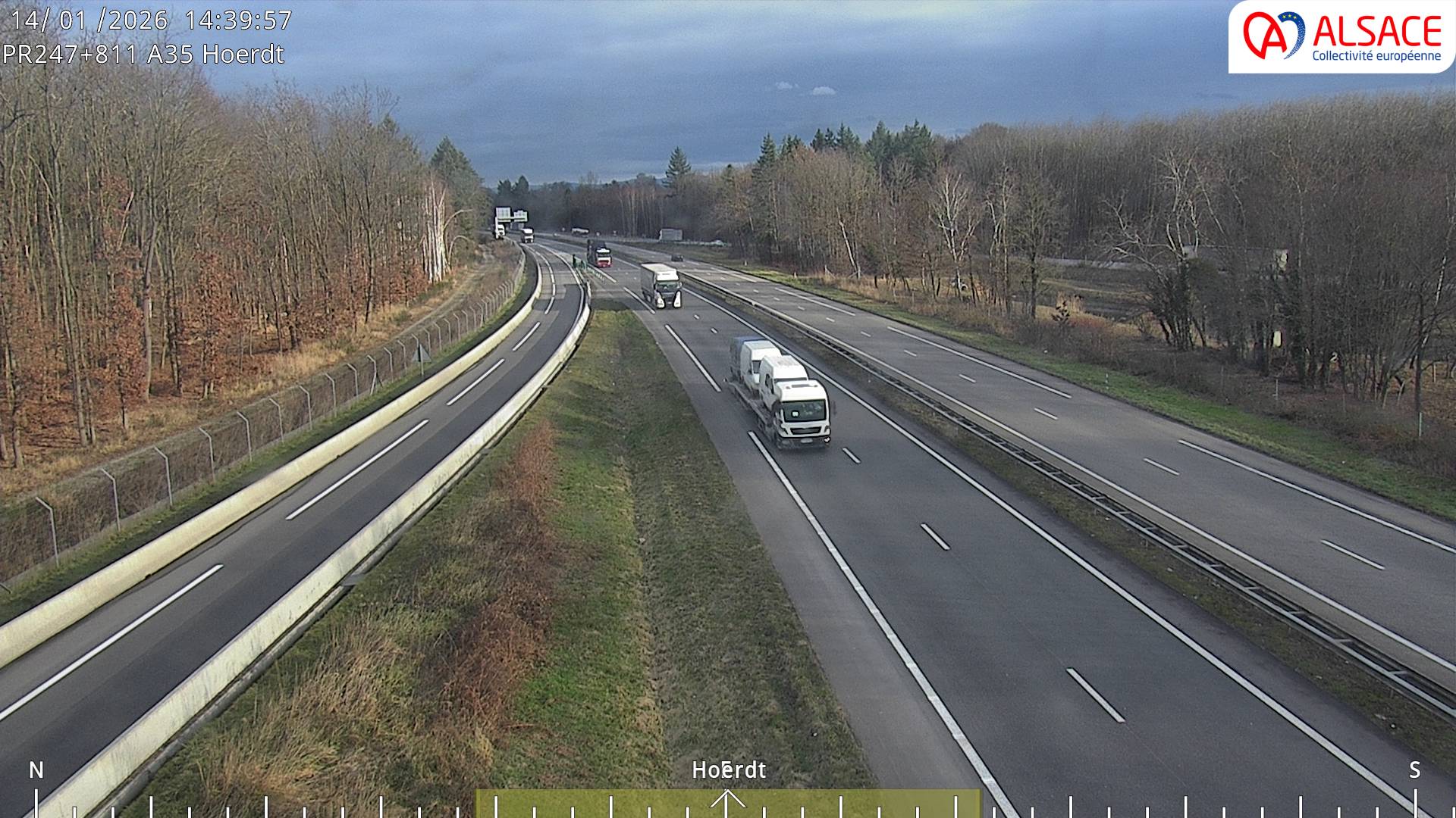 <h2>Caméra autoroute France - jonction A35/A4, Hoerdt direction Strasbourg</h2>